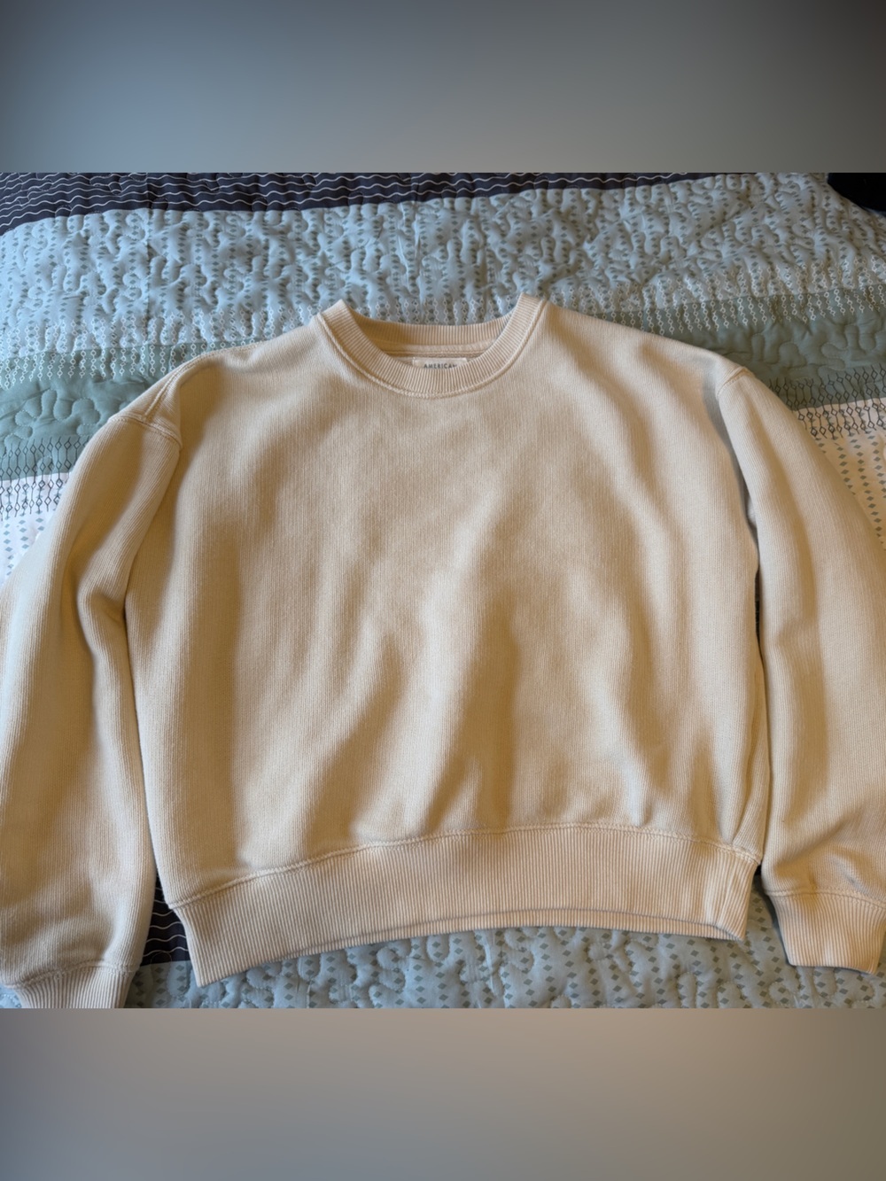 American Eagle Outfitters Cream Crewneck Sweatshirt